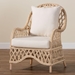 bali & pari Florence Bohemian Ivory Braided Rattan Arm Chair - Regal 1-Ivory Rattan-CC