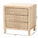 bali & pari Lanica Japandi Sun Bleached Rattan 3-Drawer Nightstand - Braided Sun Bleached Ivory-Wood/Rattan-3DW-NS