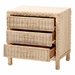 bali & pari Lanica Japandi Sun Bleached Rattan 3-Drawer Nightstand - Braided Sun Bleached Ivory-Wood/Rattan-3DW-NS