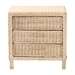 bali & pari Lanica Japandi Sun Bleached Rattan 3-Drawer Nightstand - Braided Sun Bleached Ivory-Wood/Rattan-3DW-NS