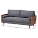 Baxton Studio Harleson Mid-Century Modern Grey Fabric and Walnut Brown Wood Sofa - Harleson-3S-Grey/Walnut-SF