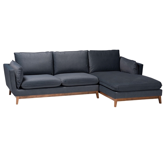 Baxton Studio Linanas Modern Dark Grey Fabric Right Facing Sectional Sofa