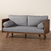 Baxton Studio Uriel Mid-Century Modern Grey Boucle Fabric Sofa - Uriel-3S-Grey/Walnut-SF