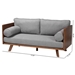 Baxton Studio Uriel Mid-Century Modern Grey Boucle Fabric Sofa - Uriel-3S-Grey/Walnut-SF