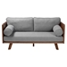 Baxton Studio Uriel Mid-Century Modern Grey Boucle Fabric Sofa - Uriel-3S-Grey/Walnut-SF