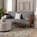 Baxton Studio Uriel Mid-Century Modern Grey Boucle Fabric Sofa - Uriel-3S-Grey/Walnut-SF