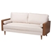 Baxton Studio Harleson Mid-Century Modern Beige Fabric and Walnut Brown Wood Sofa