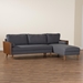 Baxton Studio Harleson Mid-Century Modern Grey Fabric and Walnut Brown Wood Right Facing Sectional Sofa - Harleson-Grey/Walnut-Sectional