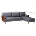 Baxton Studio Harleson Mid-Century Modern Grey Fabric and Walnut Brown Wood Right Facing Sectional Sofa - Harleson-Grey/Walnut-Sectional