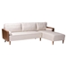 Baxton Studio Harleson Mid-Century Modern Beige Fabric and Walnut Brown Wood Right Facing Sectional Sofa