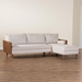 Baxton Studio Harleson Mid-Century Modern Beige Fabric and Walnut Brown Wood Right Facing Sectional Sofa - Harleson-Beige/Walnut-Sectional