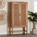 bali & pari Sibu Bohemian Natural Rattan and Teak Wood Tall Cabinet - SIBU-Rattan/Wood Tall-Cabinet