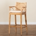 bali & pari Storsel Bohemian Natural Rattan and Teak Wood Bar Stool - STORSEL-Natural Rattan/Teak Wood-BS