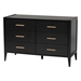 Baxton Studio Primrose Mid-Century Black Fluted Wood King Size 4-Piece Bedroom Set - SW8596-Black-4PC King Bedroom Set