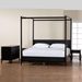 Baxton Studio Primrose Mid-Century Black Fluted Wood King Size 4-Piece Canopy Bedroom Set - SW8609-Black-4PC Canopy King Bedroom Set