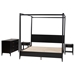 Baxton Studio Primrose Mid-Century Black Fluted Wood King Size 4-Piece Canopy Bedroom Set - SW8609-Black-4PC Canopy King Bedroom Set