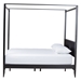 Baxton Studio Primrose Mid-Century Black Fluted Wood King Size Canopy Bed - SW8609-Black-Canopy King