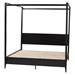 Baxton Studio Primrose Mid-Century Black Fluted Wood King Size Canopy Bed - SW8609-Black-Canopy King