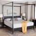 Baxton Studio Primrose Mid-Century Black Fluted Wood King Size Canopy Bed - SW8609-Black-Canopy King