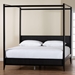 Baxton Studio Primrose Mid-Century Black Fluted Wood King Size Canopy Bed - SW8609-Black-Canopy King