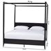 Baxton Studio Primrose Mid-Century Black Fluted Wood King Size Canopy Bed - SW8609-Black-Canopy King