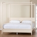 Baxton Studio Primrose Mid-Century Ivory Fluted Wood King Size Canopy Bed - SW8609-Ivory-Canopy King