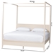 Baxton Studio Primrose Mid-Century Ivory Fluted Wood King Size Canopy Bed - SW8609-Ivory-Canopy King