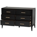 Baxton Studio Primrose Mid-Century Black Fluted Wood 6-Drawer Dresser - SW8000-66D6D-6DW-Black-Dresser