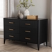 Baxton Studio Primrose Mid-Century Black Fluted Wood 6-Drawer Dresser - SW8000-66D6D-6DW-Black-Dresser