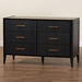 Baxton Studio Primrose Mid-Century Black Fluted Wood 6-Drawer Dresser - SW8000-66D6D-6DW-Black-Dresser