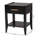 Baxton Studio Primrose Mid-Century Black Fluted Wood 1-Drawer Nightstand - SW8000-66NS-Black-NS