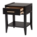 Baxton Studio Primrose Mid-Century Black Fluted Wood 1-Drawer Nightstand - SW8000-66NS-Black-NS