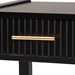 Baxton Studio Primrose Mid-Century Black Fluted Wood 1-Drawer Nightstand - SW8000-66NS-Black-NS