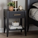 Baxton Studio Primrose Mid-Century Black Fluted Wood 1-Drawer Nightstand - SW8000-66NS-Black-NS