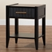 Baxton Studio Primrose Mid-Century Black Fluted Wood 1-Drawer Nightstand - SW8000-66NS-Black-NS