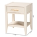 Baxton Studio Primrose Mid-Century Ivory Fluted Wood 1-Drawer Nightstand - SW8000-66NS-Ivory-NS