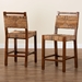 bali & pari Cordoba Bohemian Natural Seagrass and Mahogany Wood 2-Piece Counter Stool Set - Luanda-Seagrass-CS