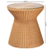 bali & pari Nina Bohemian Light Honey Braided Rattan End Table with Glass Tabletop - Nina-Light Honey Rattan-ET