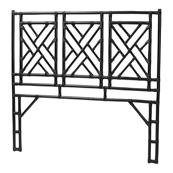 bali & pari Karavo Bohemian Black Natural Rattan King Size Standalone Headboard