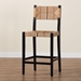 bali & pari Prita Bohemian Paper Loom and Black Mahogany Wood Bar Stool - BC-02-Parekesit-Wood/Black-BS