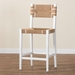 bali & pari Talli Bohemian Paper Loom and White Mahogany Wood Bar Stool - BCP-01-Wood/White-BS