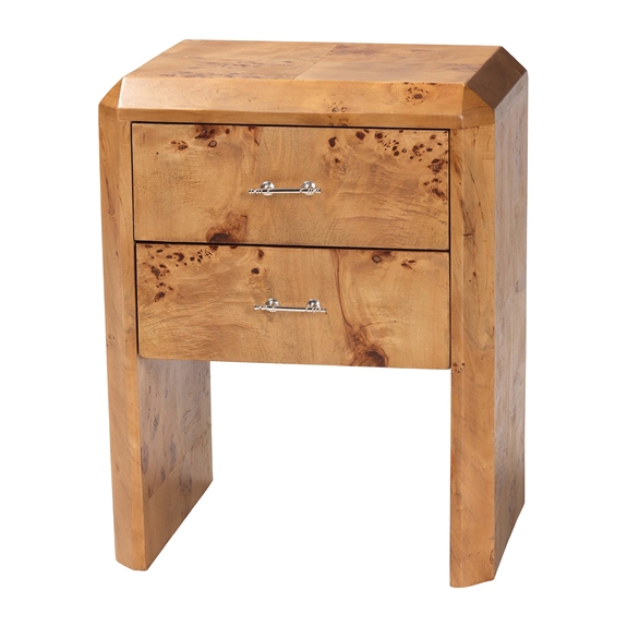 bali & pari Nebu Modern and Contemporary Natural Mappa Burl Wood Nightstand