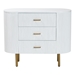 bali & pari Beyla Mid-Century White Fluted Wood and Gold Metal 3-Drawer Dresser - SVN-1240-White/Gold-Dubai-3DW-Dresser