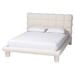 Baxton Studio Ralayna Modern Luxe Ivory Boucle Fabric Queen Size Bed