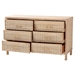 bali & pari Lanica Japandi Sun-Bleached Braided Rattan 6-Drawer Dresser - Braided Sun Bleached Ivory-Wood/Rattan-6DW-Dresser