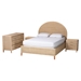 bali & pari Lanica Japandi Sun-Bleached Braided Rattan Queen Size 4-Piece Bedroom Set