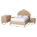 bali & pari Lanica Japandi Sun-Bleached Braided Rattan Queen Size 4-Piece Bedroom Set - Braided Sun Bleached Ivory-Wood/Rattan-4PC Bedroom Set-New