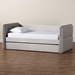 Baxton Studio Finch Modern Light Grey Velvet Fabric Twin Size Daybed with Trundle - CF9382-A-Light Grey-Daybed-T/T