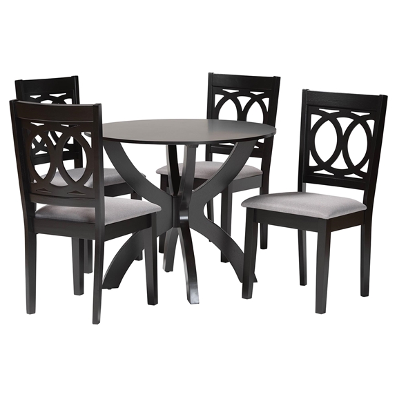 Baxton Studio Rita Modern Grey and Dark Brown Finished Wood 5-Piece Dining Set