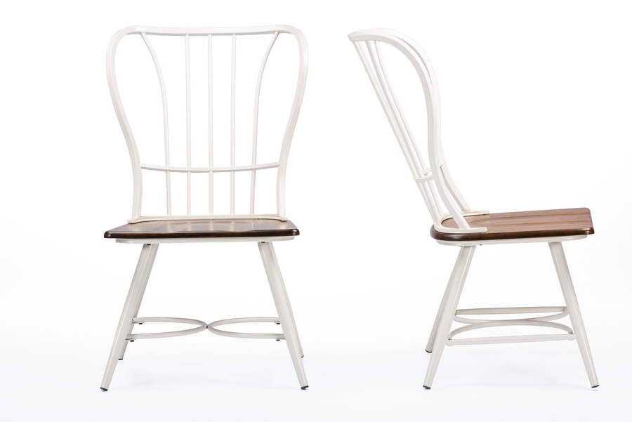 white metal and wood dining chairs